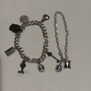 TOPS KOPS Weight Loss Awards 2 9-inch Silver Tone Charm Bracelets 9 Charms